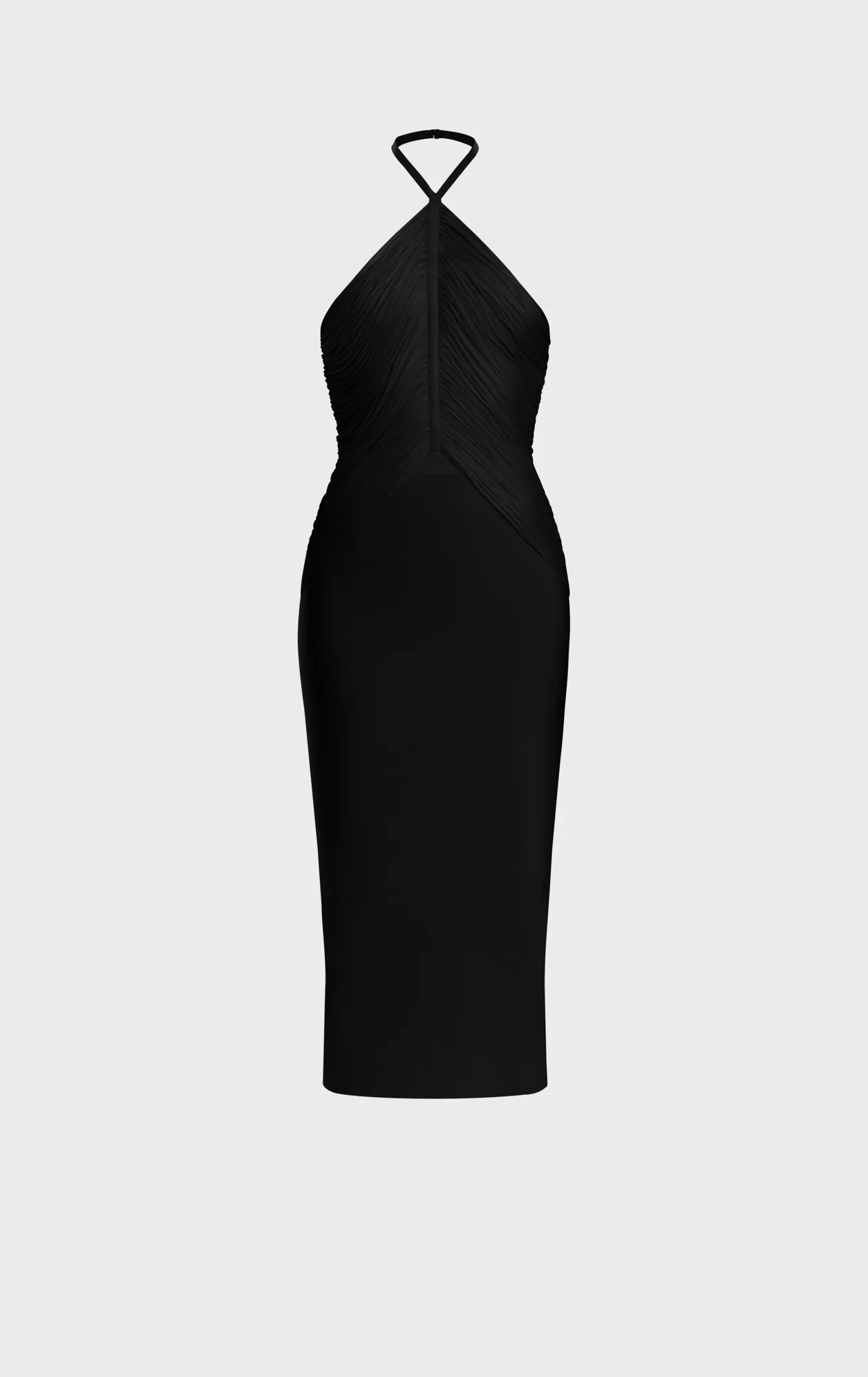 DRAPED HALTER FRINGE MIDI DRESS - Image 2