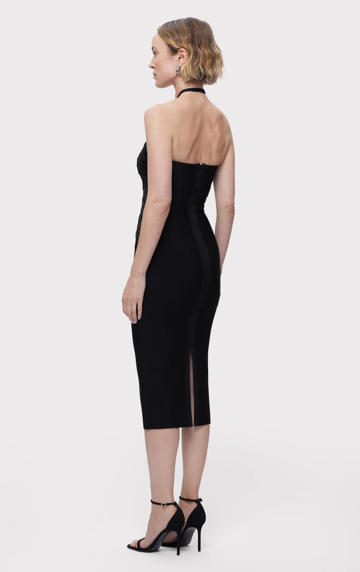 DRAPED HALTER FRINGE MIDI DRESS - Image 4