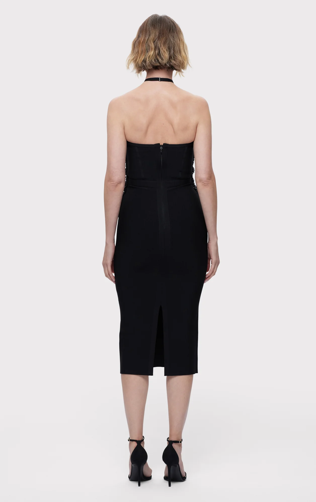 DRAPED HALTER FRINGE MIDI DRESS - Image 5