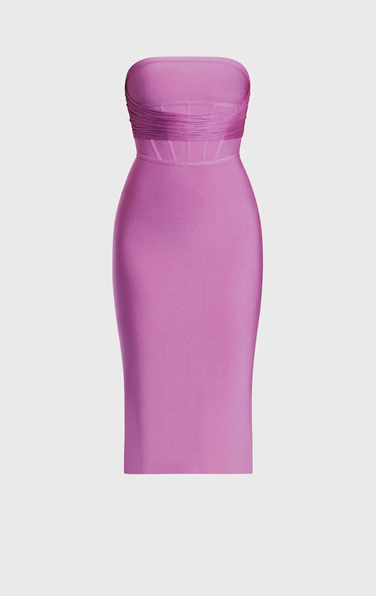 DRAPED STRAPLESS FRINGE MIDI DRESS - Image 3