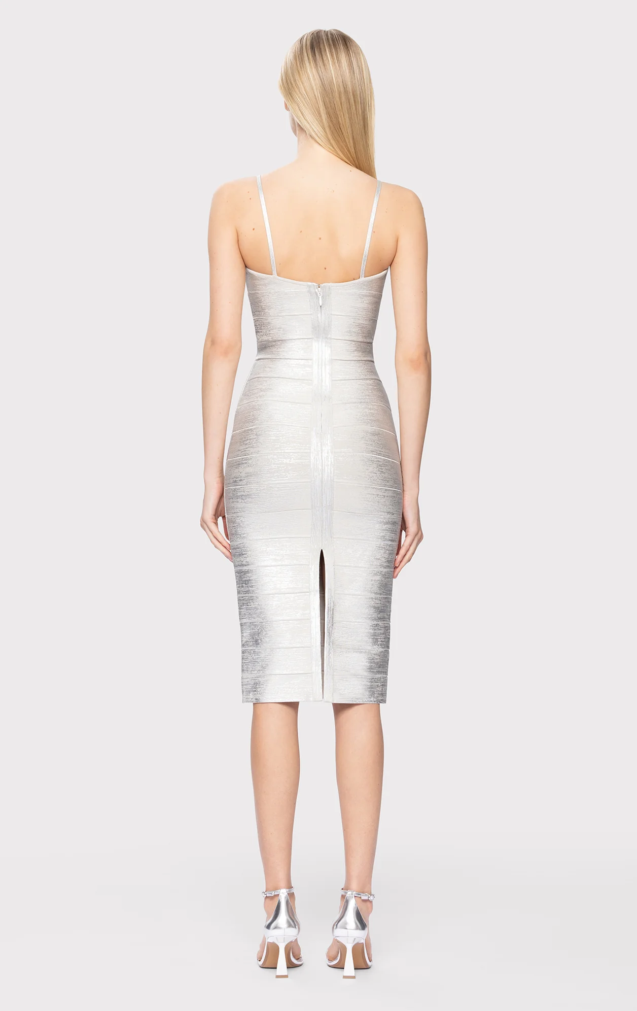 FOIL STRAPPY SWEETHEART MIDI DRESS - Image 7