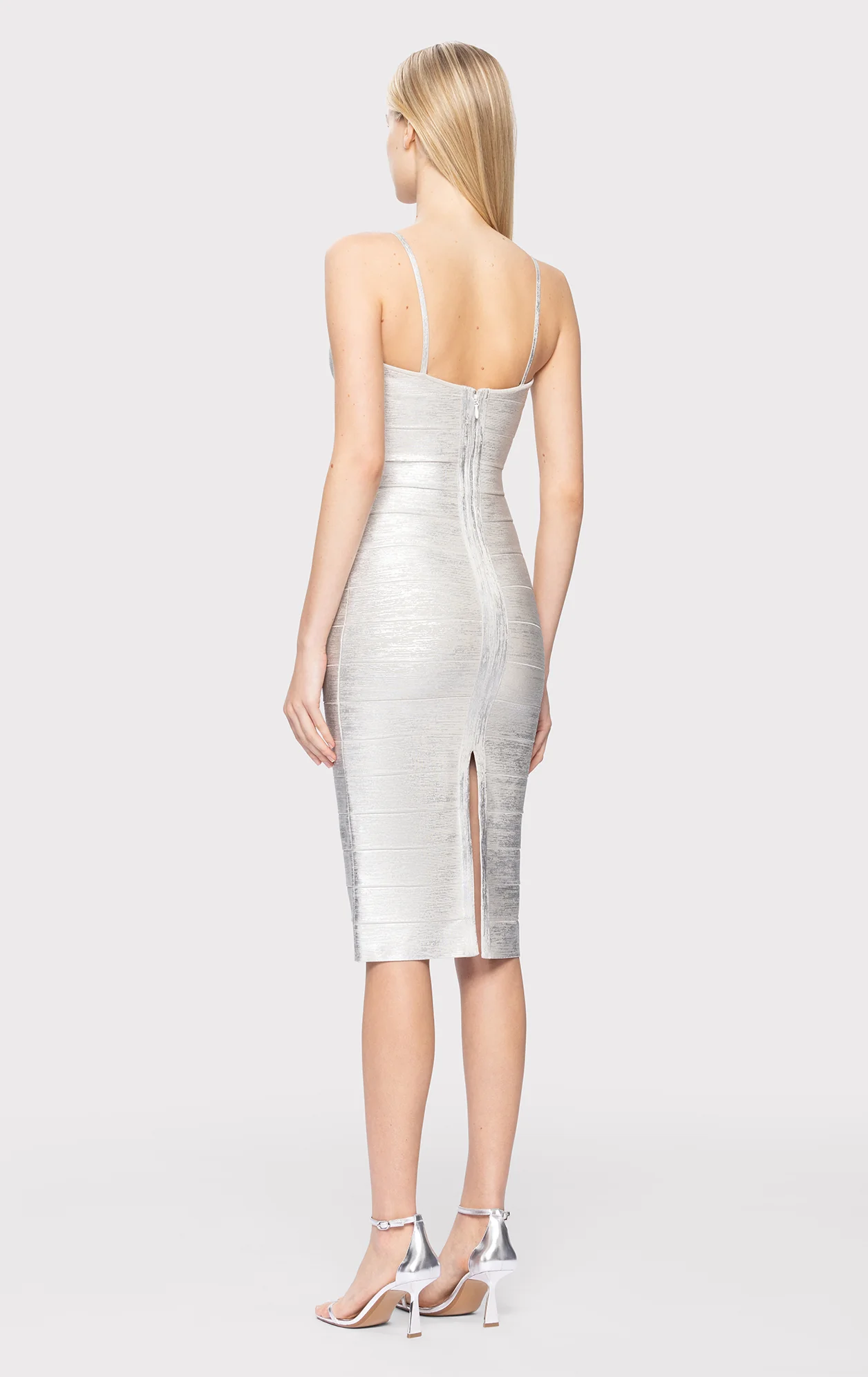 FOIL STRAPPY SWEETHEART MIDI DRESS - Image 8