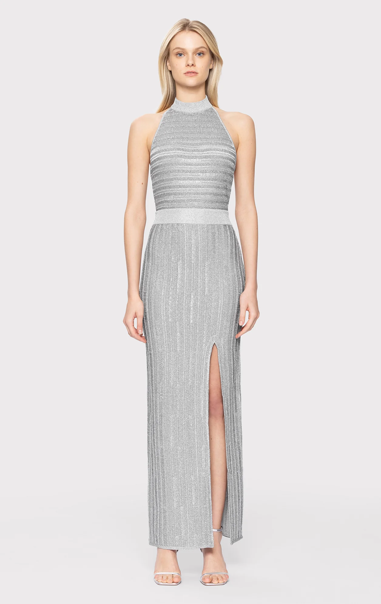 LUREX EYELASH MOCK NECK GOWN