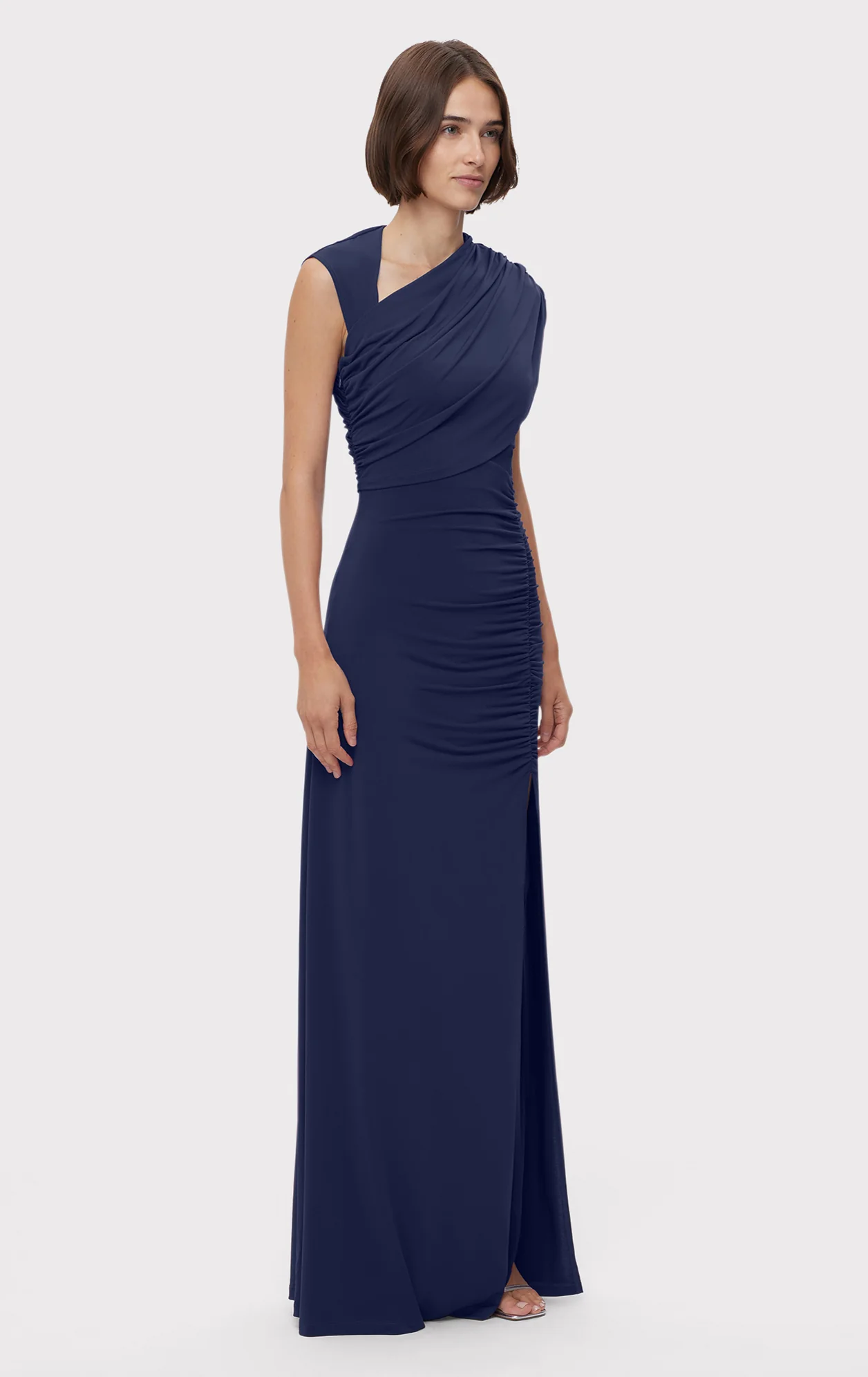 RUCHED MATTE JERSEY S/L DRAPED GOWN - Image 3
