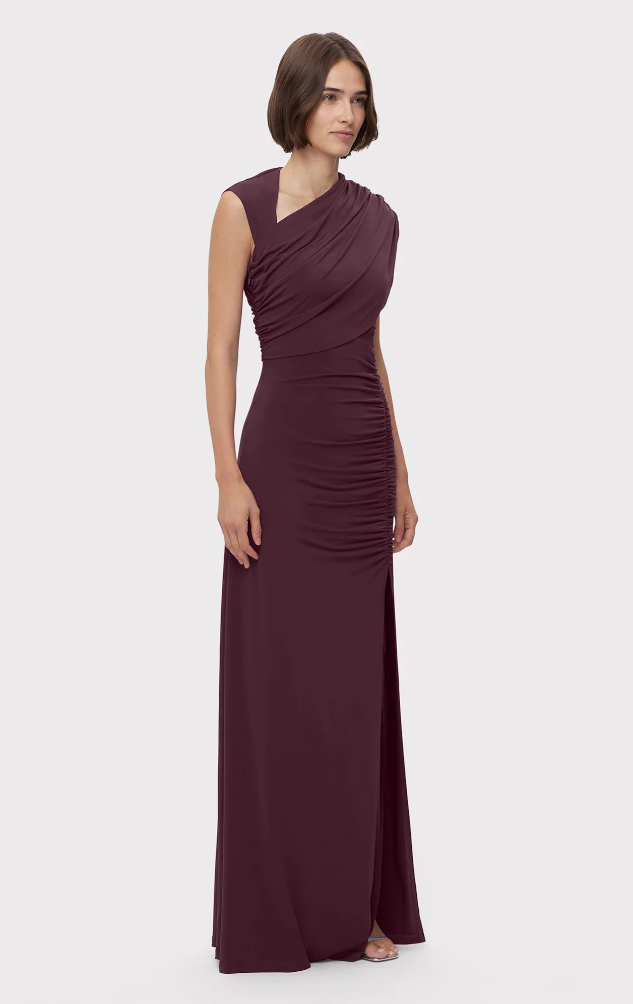 RUCHED MATTE JERSEY S/L DRAPED GOWN - Image 3