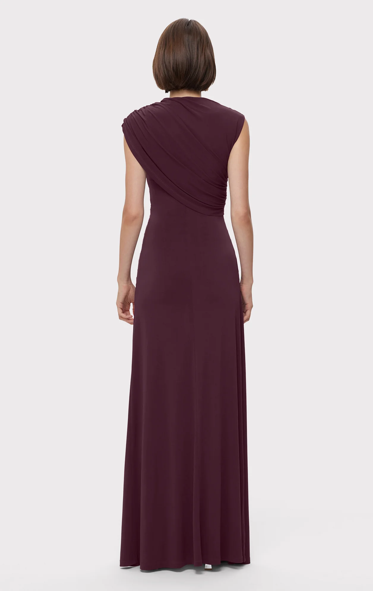 RUCHED MATTE JERSEY S/L DRAPED GOWN - Image 4