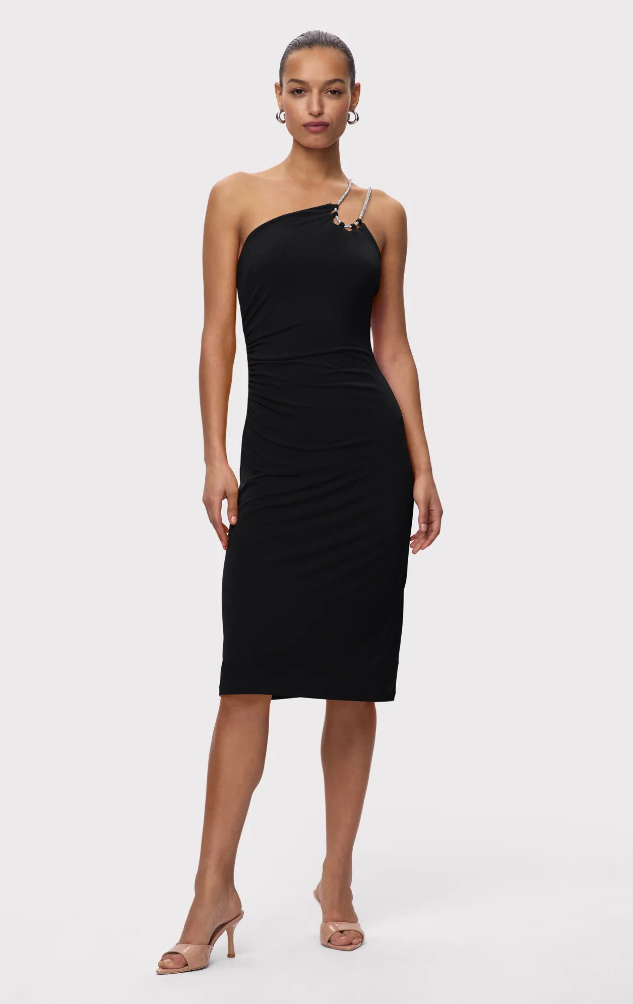 STRAPPY JERSEY MIDI DRESS W CRYSTAL TRIM - Image 3