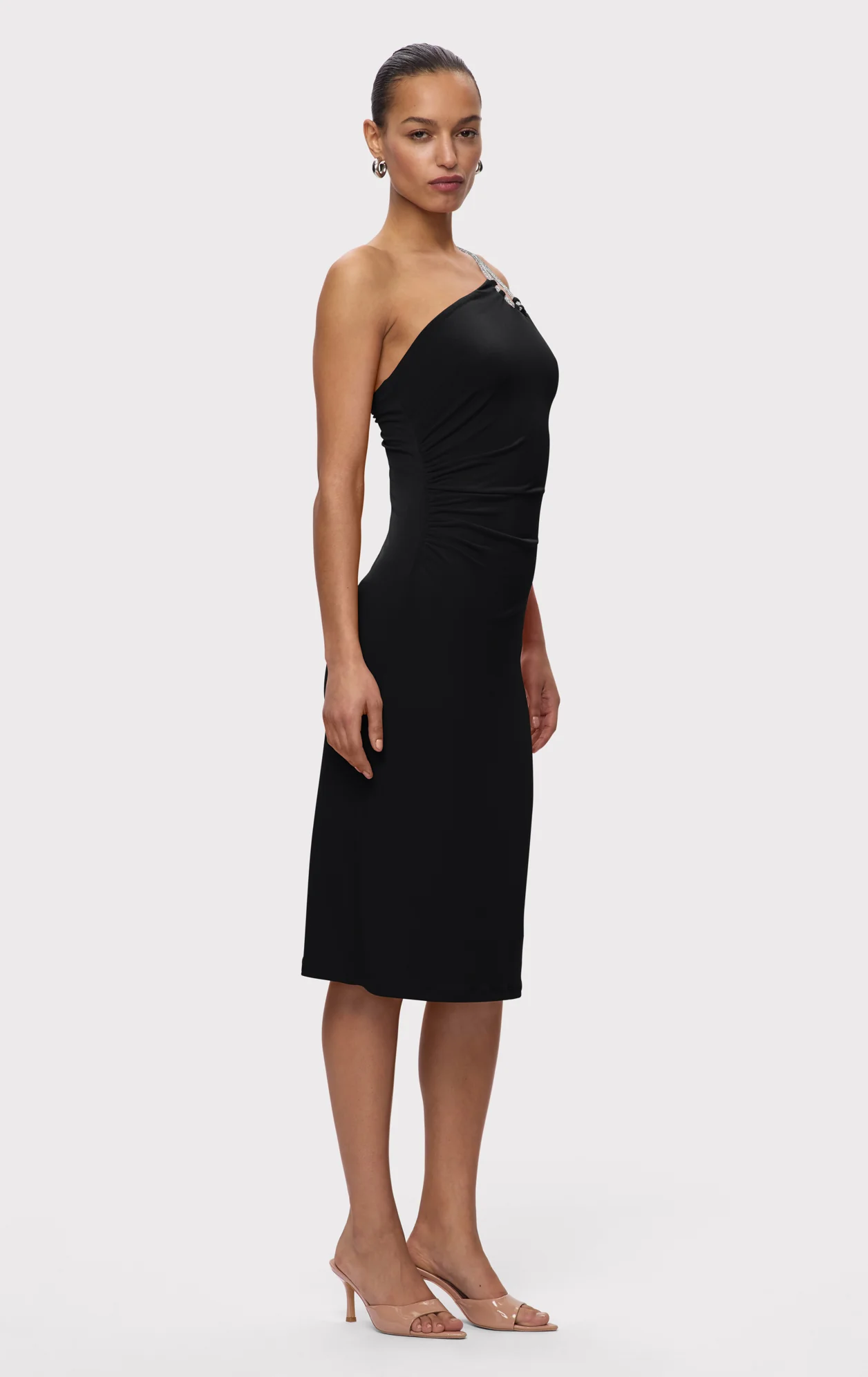 STRAPPY JERSEY MIDI DRESS W CRYSTAL TRIM - Image 4