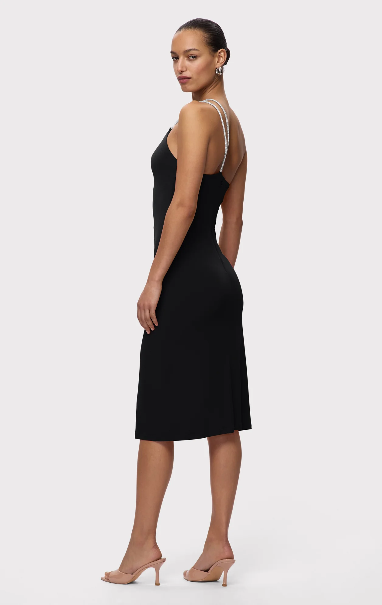 STRAPPY JERSEY MIDI DRESS W CRYSTAL TRIM - Image 6