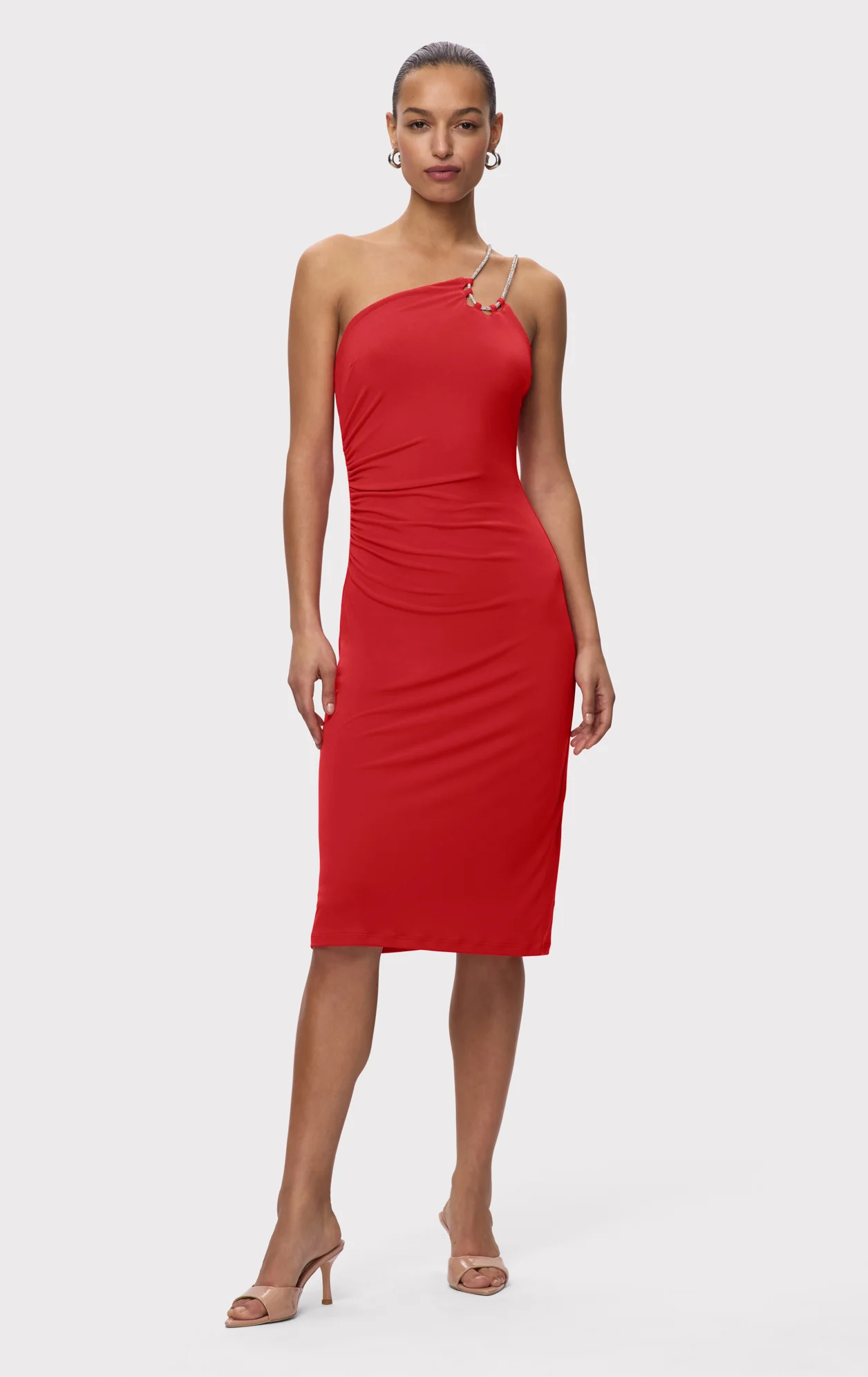 STRAPPY JERSEY MIDI DRESS W CRYSTAL TRIM - Image 3