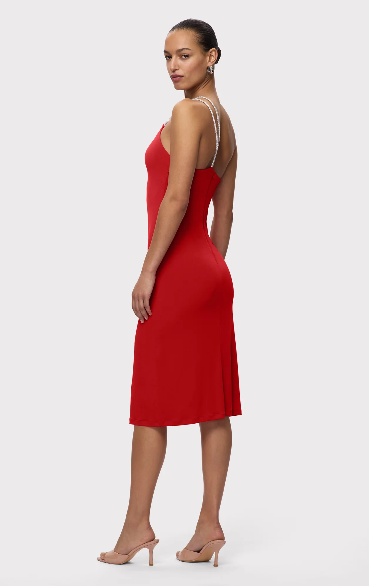 STRAPPY JERSEY MIDI DRESS W CRYSTAL TRIM - Image 6