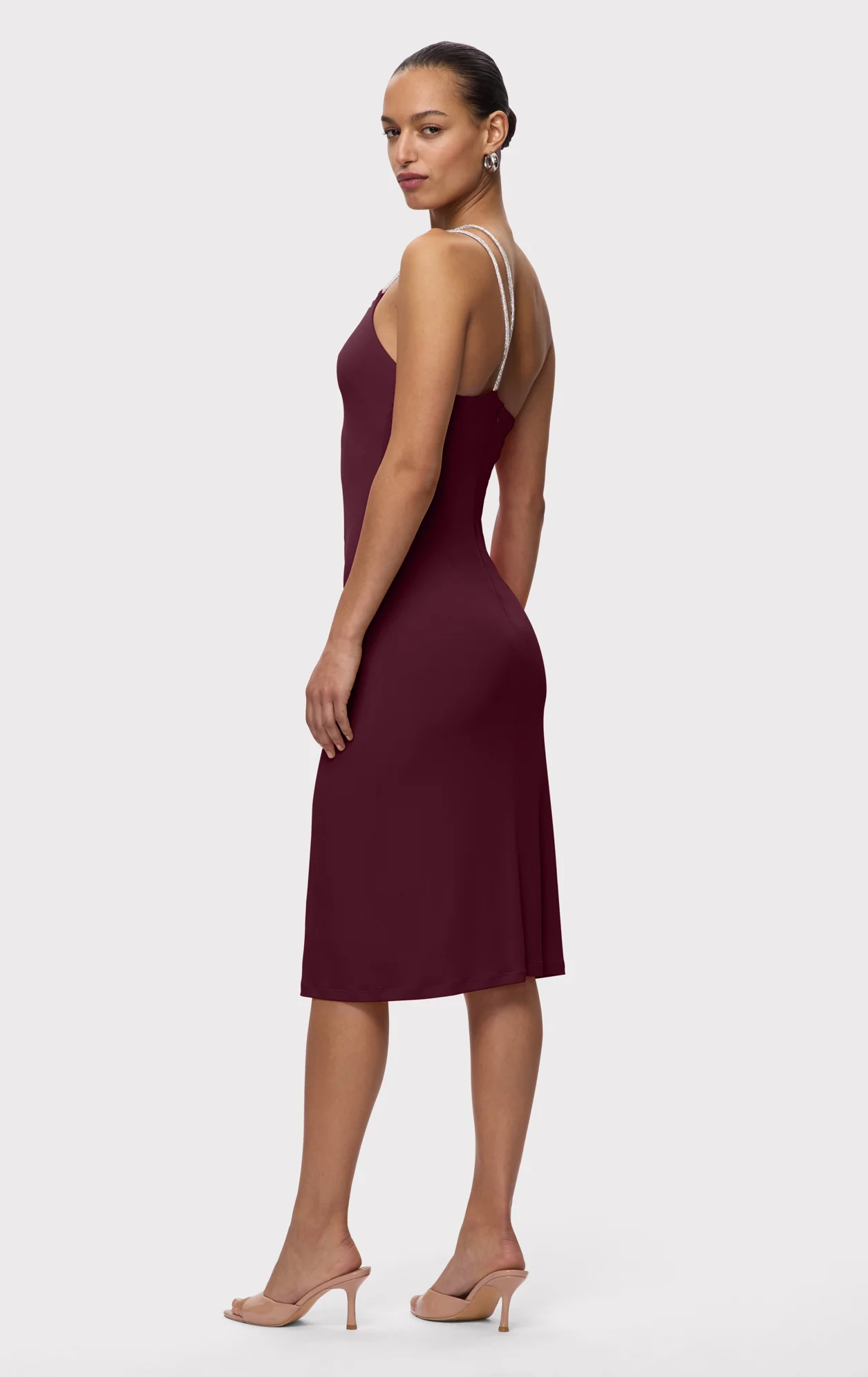 STRAPPY JERSEY MIDI DRESS W CRYSTAL TRIM - Image 6