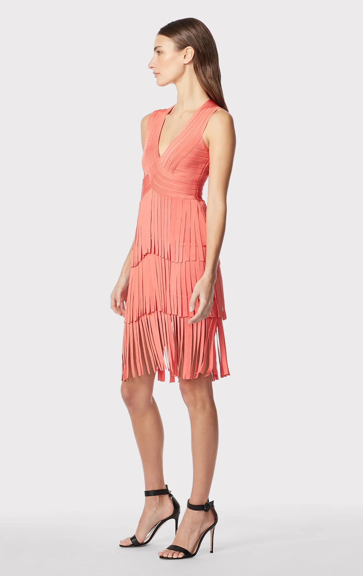 V NECK FRINGED MIDI DRESS - Image 4