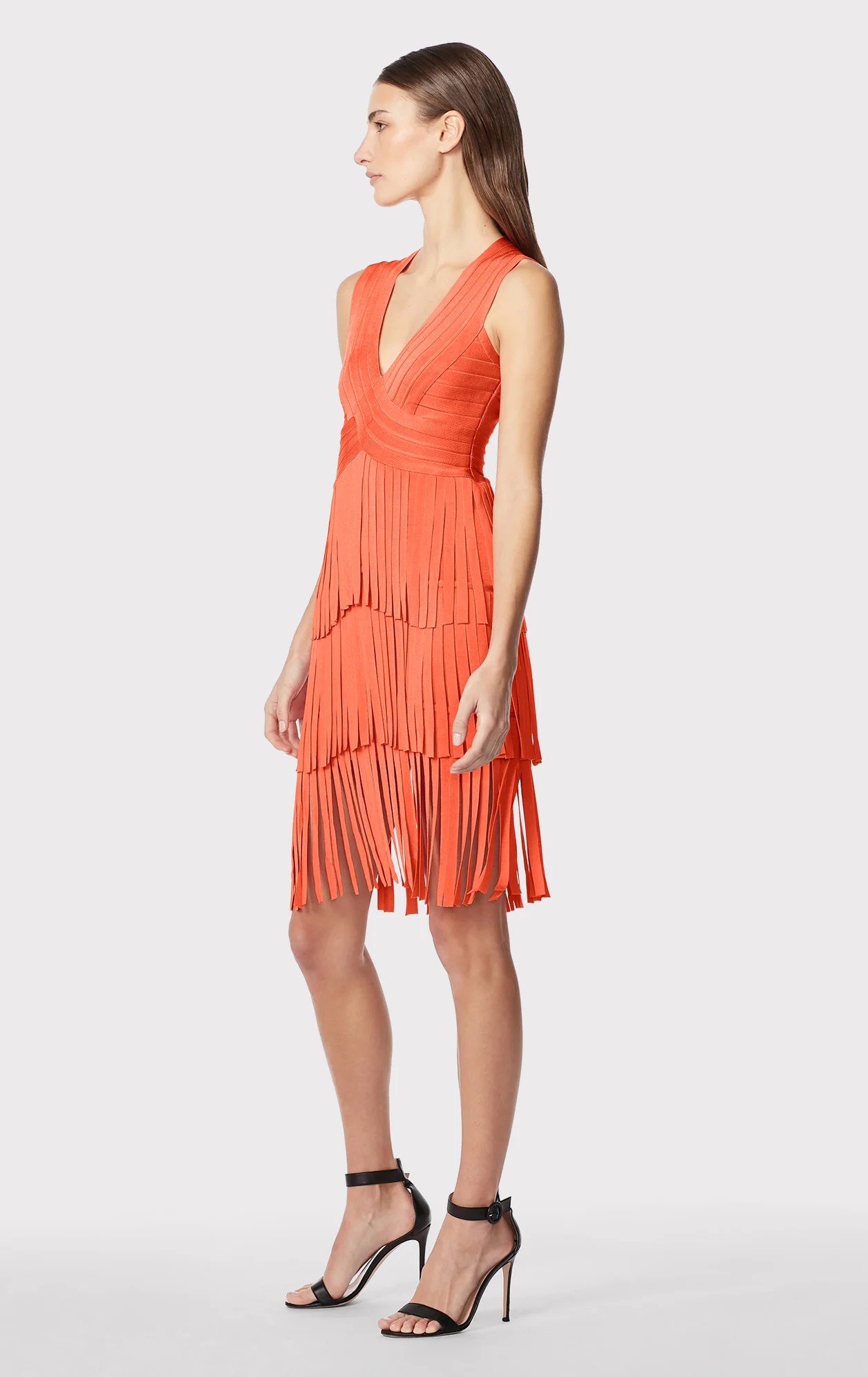 V NECK FRINGED MIDI DRESS - Image 4